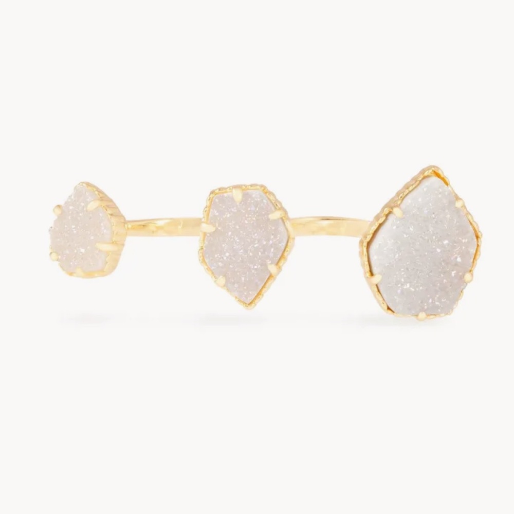 Kendra Scott Naomi Double Band Ring in Gold Iridescent Drusy